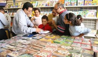 شرح ونصائح في أحد أجنحة معرض القاهرة للكتاب (تصوير: محمد حسام الدين)- وكالة الأنباء الأوروبية