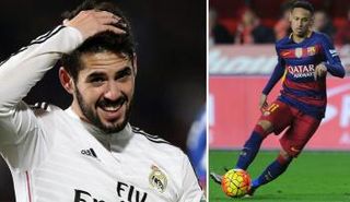 نيمار نجم برشلونة يتفوق على إيسكو لاعب ريال مدريد في عدد المراوغات الناجحة