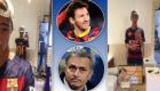 نجل مورينيو يحتفل بانتصار برشلونة على ريال مدريد