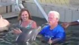 فيديو لطيف لدولفين يشارك صديقه في لعبة بالماء