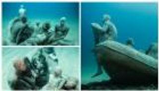 بالصور.. متحف تحت الماء يحاكي معاناة اللاجئين الغارقين