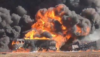 تدمير ناقلات نفط لداعش في سوريا