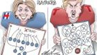 بالكاريكاتير .. الأمريكيون يسخرون من ترامب وكلينتون