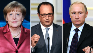 بوتين وهولاند وميركل