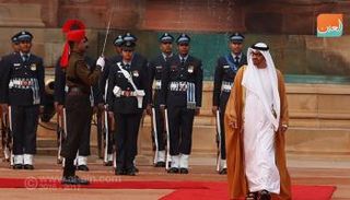 الشيخ محمد بن زايد خلال مراسم الاستقبال