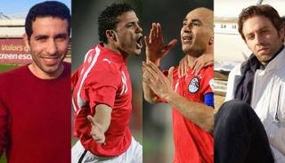 تريكة وحازم وبينهما عمرو زكي وحسام حسن