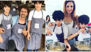 هريثيك روشان مع زوجته السابقة وأولادهما 