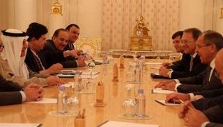 لافروف والجبير خلال جلسة المباحثات بينهما