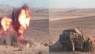 السيارة التي تم تدميرها في وسط سيناء