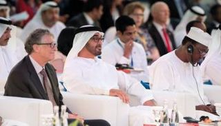 الشيخ محمد بن زايد خلال إطلاقه مبادرة القضاء على الأمراض المعدية