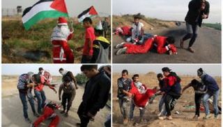 المحامي الفلسطيني محمد أبوحجر بملابس بابا نويل خلال مسيرة احتجاجية