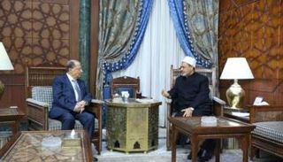 جانب من لقاء شيخ الأزهر والرئيس اللبناني