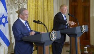 جانب من المؤتمر الصحفي بين ترامب ونتنياهو 