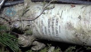 صورة مأخوذة من مقطع فيديو لحطام الطائرة الحربية السورية (رويترز)