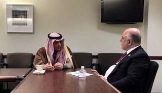 الجبير خلال لقائه رئيس الوزراء العراقي 