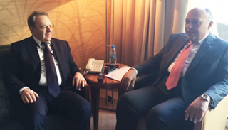 جانب من لقاء وزير الخارجية المصري ونائب نظيره الروسي