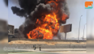 صور وفيديو.. إخماد حريق ضخم بخط غاز طبيعى شرق القاهرة