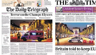 هجوم باريس تصدر عناوين الصفحات الأولى