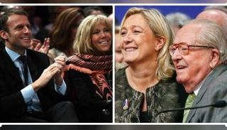 ماكرون وزوجته ولوبان ووالدها