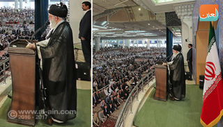 البندقية بجانب خامنئي خلال خطبة العيد