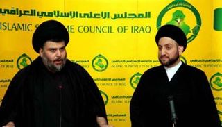 مقتدى الصدر وعمار الحكيم في مؤتمر مشترك