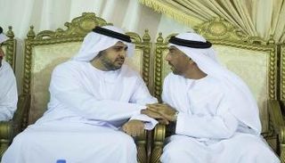 الشيخ ذياب بن محمد بن زايد يقدم العزاء في الشهيد سمير محمد البلوشي