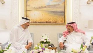 استقبال خادم الحرمين للشيخ عبدالله بن علي بن عبدالله بن جاسم آل ثاني