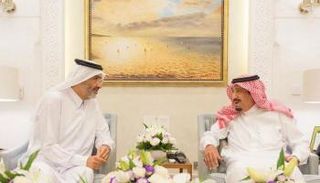 استقبال خادم الحرمين للشيخ عبدالله بن علي بن عبدالله بن جاسم آل ثاني