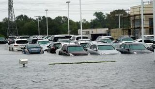 السيارات الغارقة بسبب الإعصار