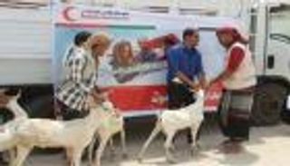 الهلال الأحمر الإماراتي يوزع لحوم الأضاحي في حضرموت