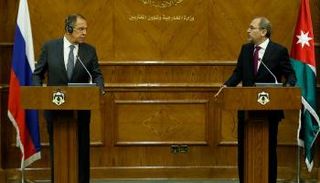 لافروف والصفدي خلال المؤتمر الصحفي المشترك - رويترز