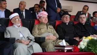 بارزاني خلال تجمع لحشد تأييد للاستفتاء