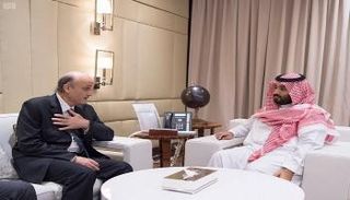 جانب من اللقاء بين ولي العهد السعودي وسمير جعجع