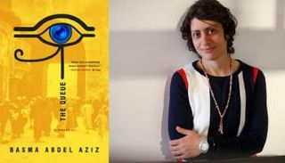 المصرية بسمة عبد العزيز وغلاف الترجمة الإنجليزية لـ"الطابور"