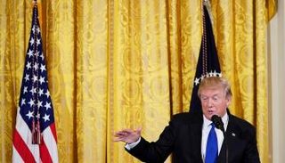 ترامب خلال لقاء الصحفيين بالبيت الأبيض