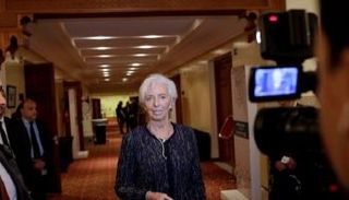 لاجارد خلال افتتاح مؤتمر صندوق النقد الدولي في مراكش - رويترز