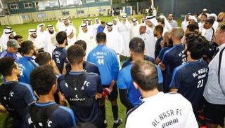 راشد بن حمدان خلال لقاء اللاعبين