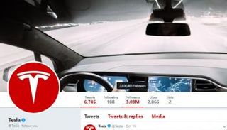 الصفحة الرسمية لشركة تسلا على تويتر