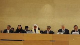 رئيس هيئة حقوق الإنسان السعودية بندر العيبان خلال الجلسة