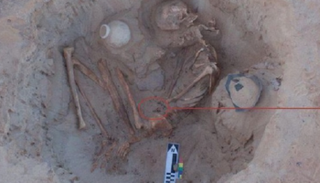 هيكل السيدة الحامل والدائرة تشير إلى الجنين في بطنها