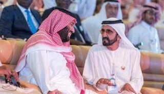 الشيخ محمد بن راشد آل مكتوم برفقة الأمير محمد بن سلمان آل سعود