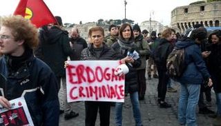 مظاهرة في روما ضد زيارة الرئيس التركي