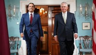 الوزير  الأمريكي ريكس تيلرسون ونظيره القطري محمد بن عبدالرحمن آل ثاني