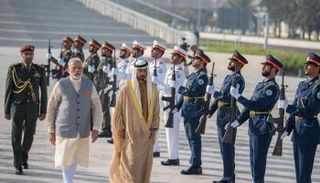 مراسم استقبال رئيس وزراء الهند في واحة الكرامة