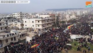 مظاهرة في عفرين ضد الهجوم التركي على المدينة