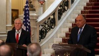 جانب من المؤتمر الصحفي لتيلرسون ونظيره المصري سامح شكري 