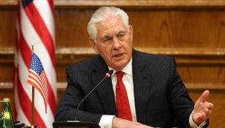 ريكس تيلرسون خلال المؤتمر الصحفي في الأردن - أ.ف.ب