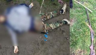 صورة لمطلق النار وبجواره السلاح المستخدم نشرتها قناة روسية