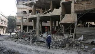 جانب من الدمار الذي لحق بالغوطة جراء قصف جيش النظام السوري