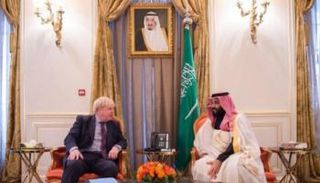 محمد بن سلمان ووزير الخارجية البريطاني بوريس جونسون- واس